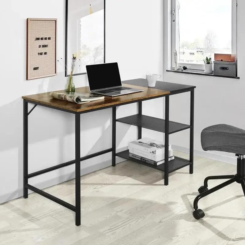 Modern Writing Table with 2 Spacious Storage Shelves, Perfect for Home Office or Study Corner, Sleek and Functional Computer Des