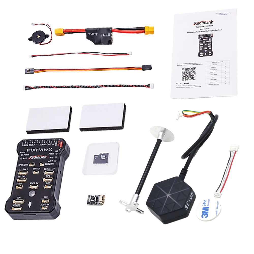 Um controlador de voo Radiolink Pixhawk PIX APM com M8N SE100 GPS Buzzer Suporte GPS para brinquedos controlados remotamente