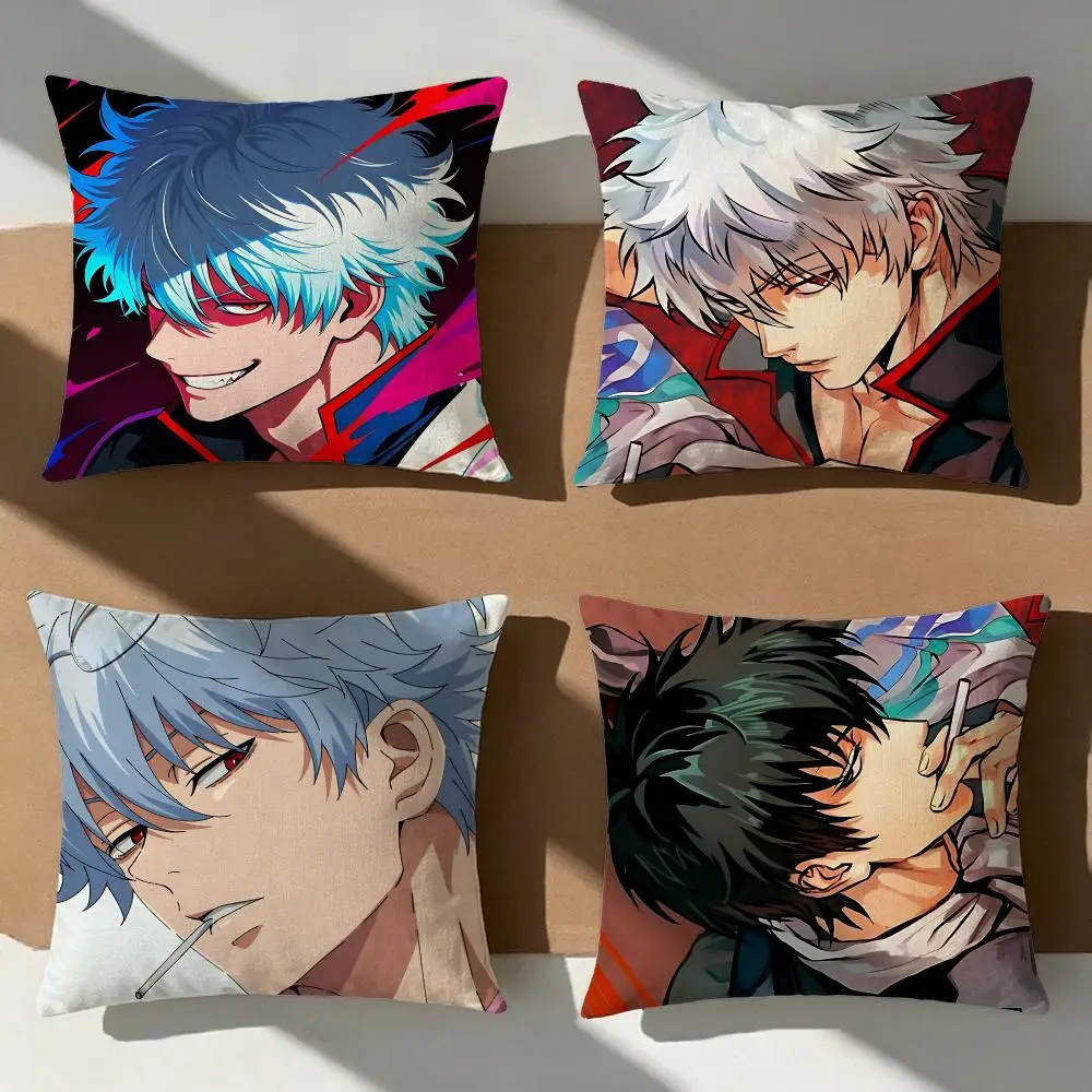Anime GINTAMA Cushion Cover Pillow Cover Nordic Minimalist Throw DoubleSided Print Cushion Case for Sofa Bedroom Decor