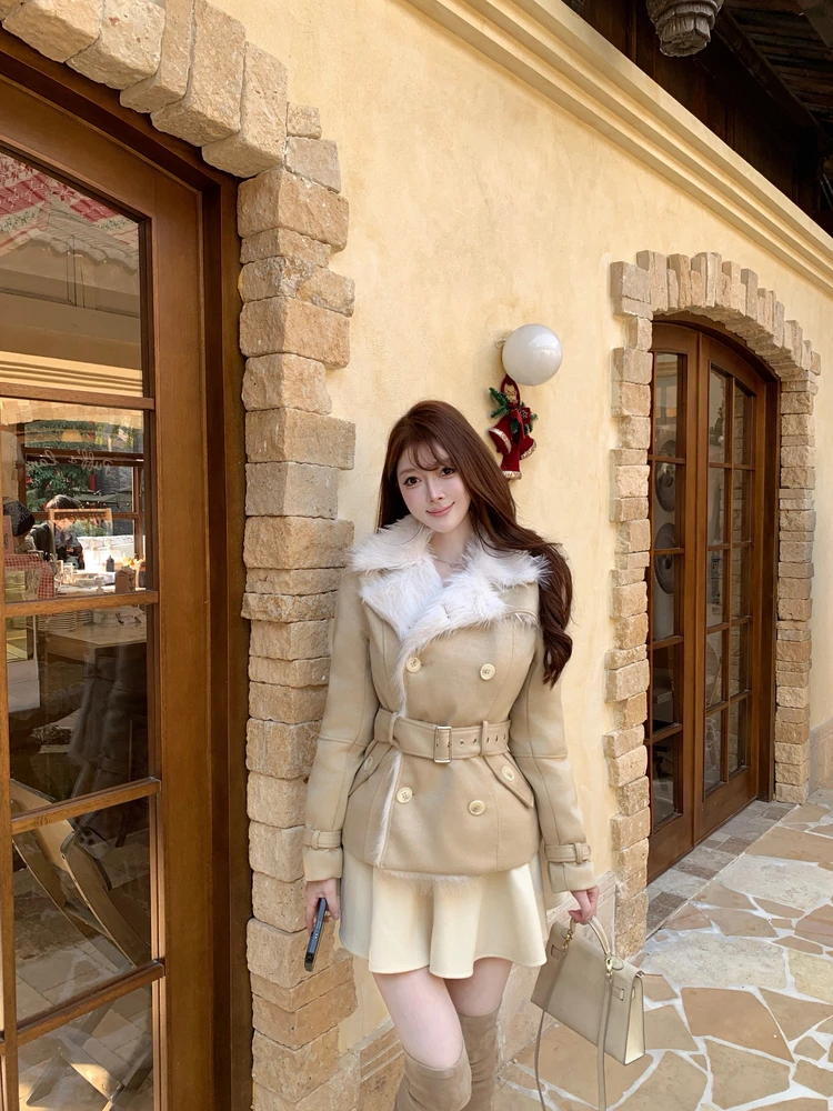 

Женская замшевая куртка M900 с пуховым утеплителем, укороченная, с регулируемой талией, стеганая, с меховым воротником, цвет хаки, универсальная, стильная