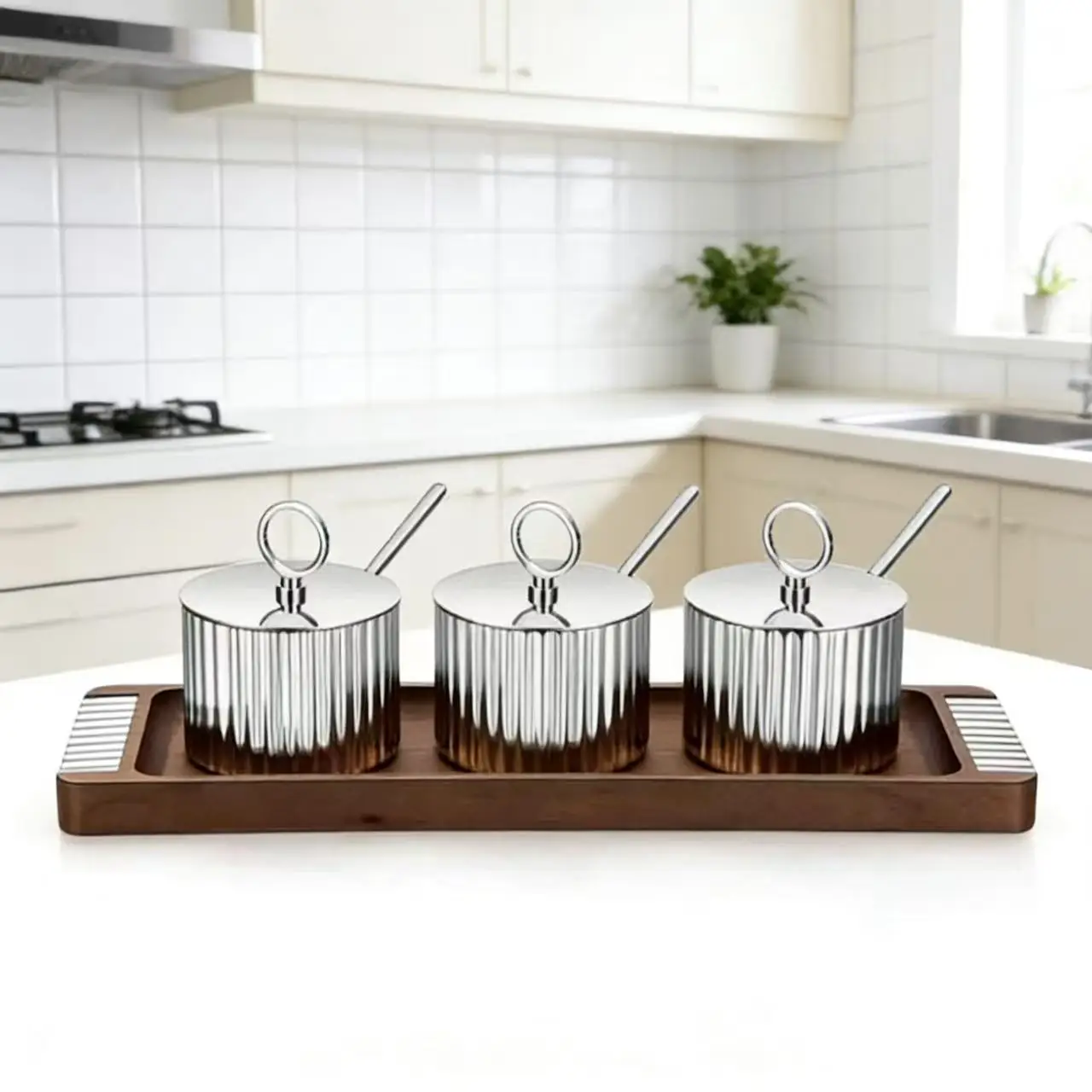DSA light luxury stainless steel seasoning tank kitchen home decoration model house ornament housewarming gift set