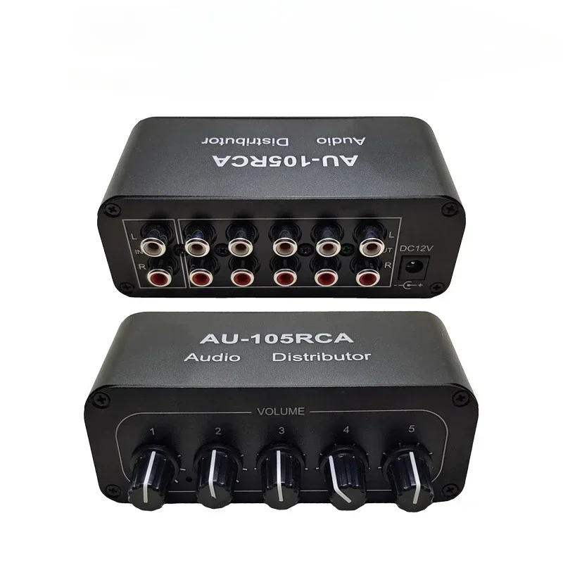 Audio Distributor Two-channel Stereo Audio RCA Splitter One Way input Five Way Output Connect To Power Amplifier