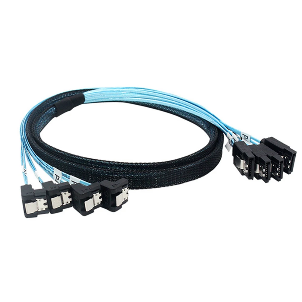 90 Degrees SATA 3.0 Computer Motherboard Mini SAS Cable 6Gbps 4 SATA to 4 SATA Male to Male 7 Pin SSD Hard Disk Drive Data Cable