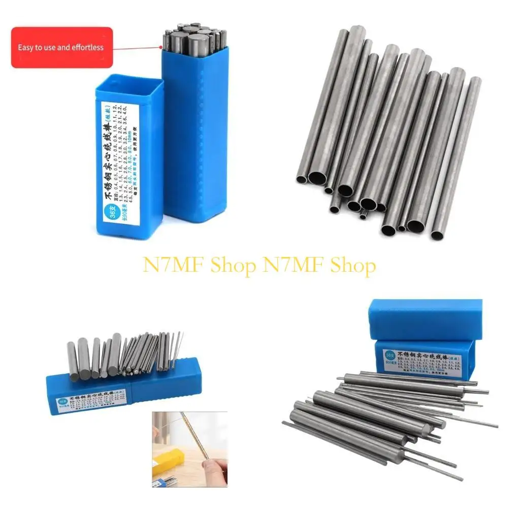 

N7MF 36 Count Wire Bending Rods Multipurpose Jewelry Tool Professional Crafting Rod Stainless Steel Texture for Jewelry