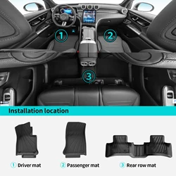 for Benz GLC SUV 2023-2026 (Not for Coupe & PHEV (350e)) 5seat TPE 3D Car Floor Mats Cargo Liner Trunk Pad Left Rudder Black