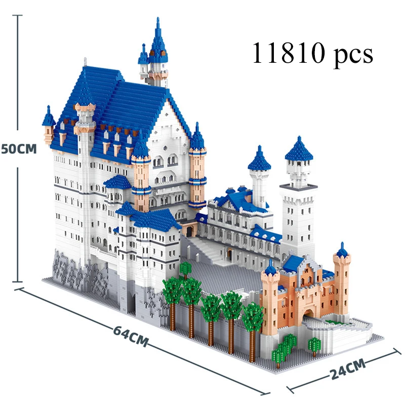 WIST GEBOUWD Enorme Nieuwe Zwaan Steen Kasteel Micro Mini Bakstenen voor Volwassenen Enorme Monteren Architectuur Speelgoed Kits Diamant Bouwstenen