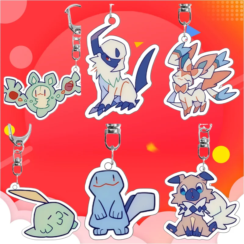 

Акриловый брелок 6 см с персонажами Reuniclus, Absol, Chikorita, подвеска для рюкзака, аниме-украшение, коллекционный подарок, аксессуар для игрушек