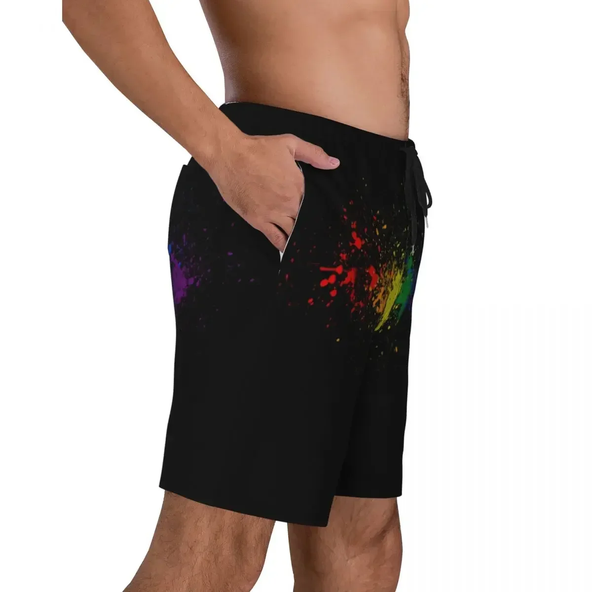 Rainbow LGBT Lesbian Print Men's Swim Trunks Quick Dry Beachwear Beach Board Shorts Gay Pride Boardshorts