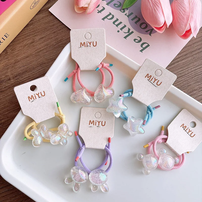 

Transparent Mermaid Color Knot Hair Ring for Girls High Elasticity Daily Ponytail Candy Color Cute Versatile Non Slip Soft