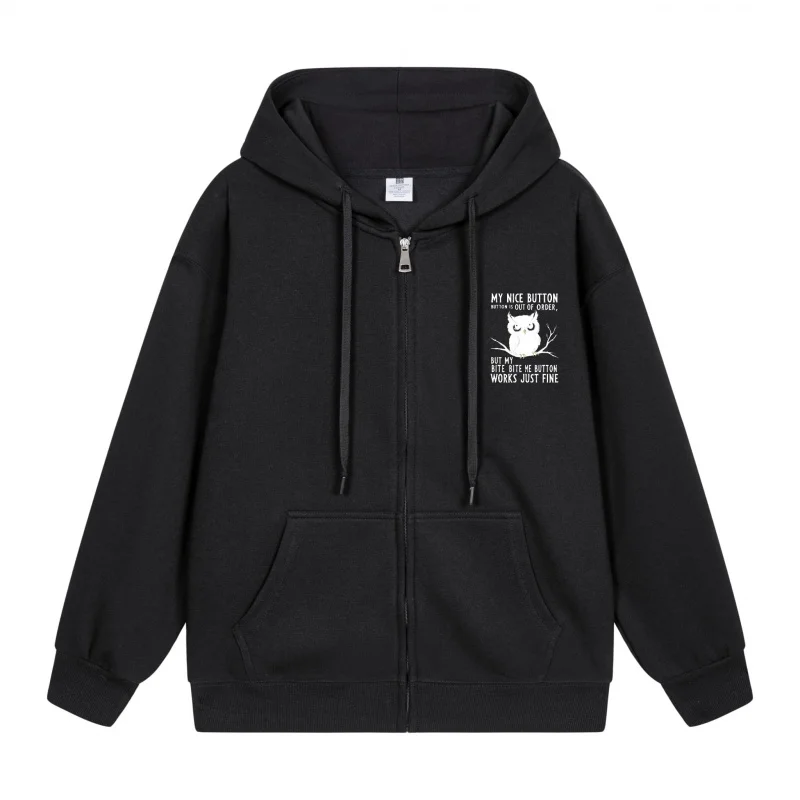 

Men's Zip-Up Hoodie Cat And Text Design Print 2025 New Style Casual Couples’ Style Couples’ Style