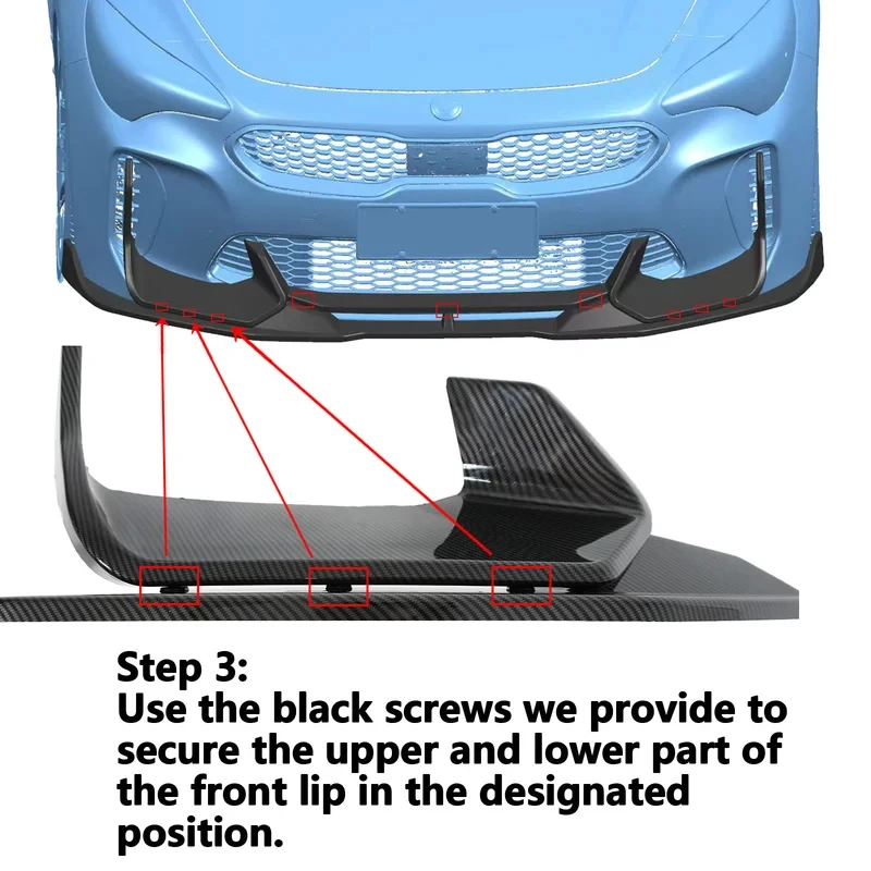 Easy Installation Gloss Black Front Lip Durable Vehicle Front Bumper Protective Tuning Accessorie