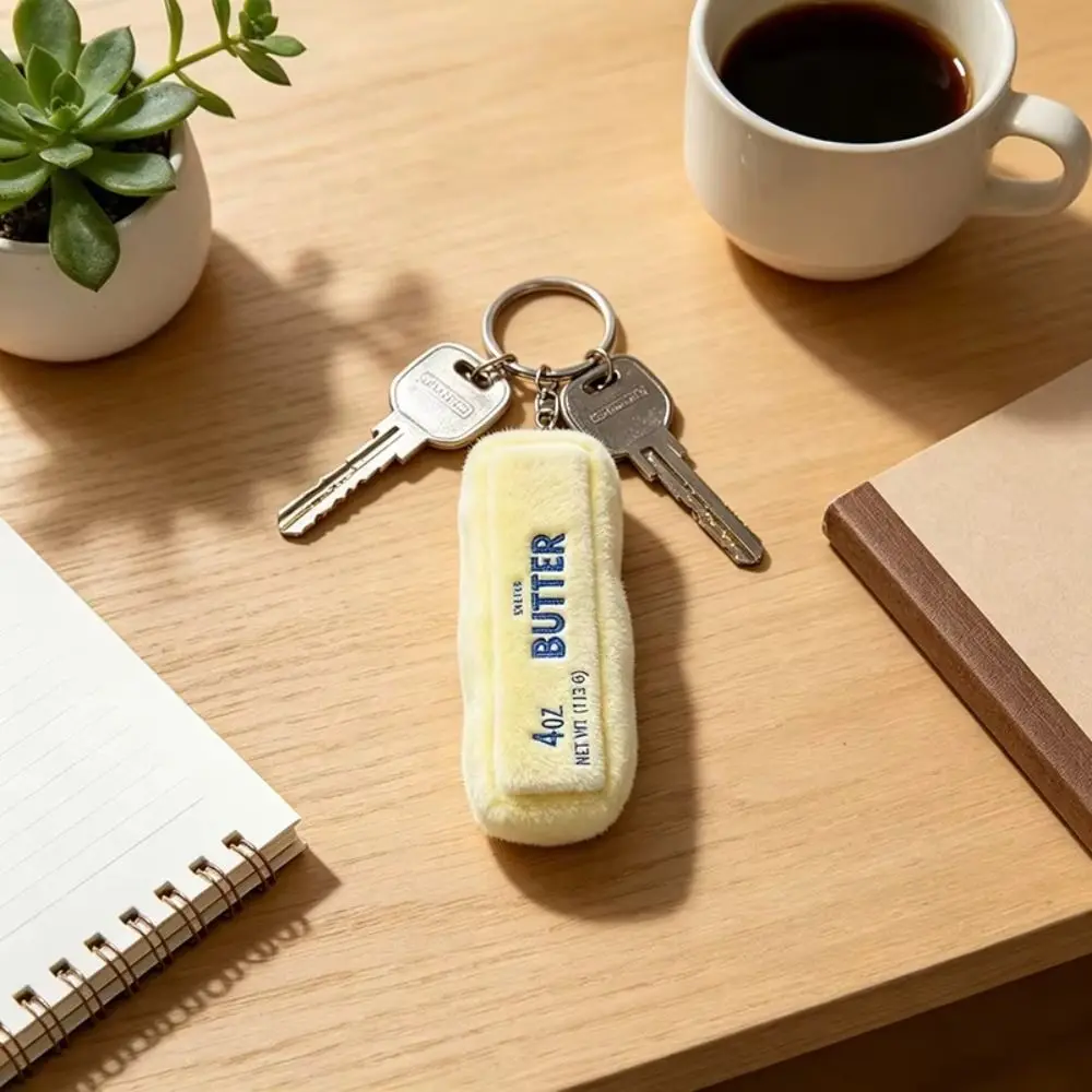 

Cartoon Design Butter Stick Plush Keychains Plush Material Squishy Texture Butter Squishy Keychain Slow Rebound