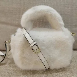 Women plush Handbags Lady Faux Fur Shoulder Bag Casual Plush Handle Doctor Crossbody Winter Cute Mini Small Square