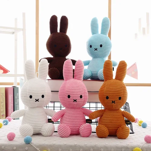 귀여운 스트라이프 Miffy 토끼 PP 면 박제 피규어 장난감, 주변 인형, 여아 남아용 크리스마스 선물, 귀여운 8 인치 