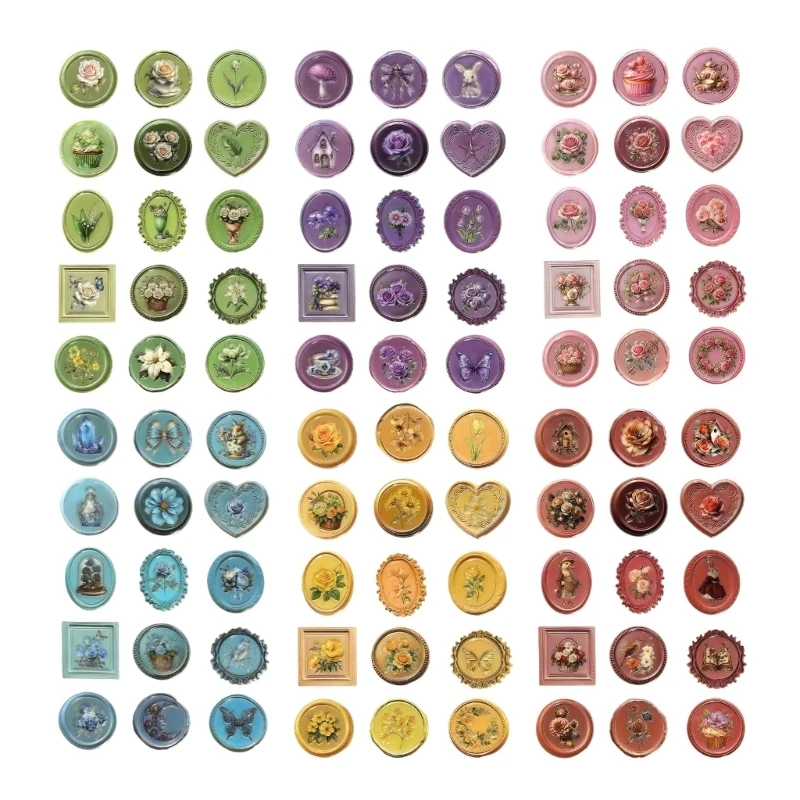 Pack of 90 Water Resistant Flower Design Sealing Sticker Set for Use on Gifts Notebooks Envelopes and Personals Project 