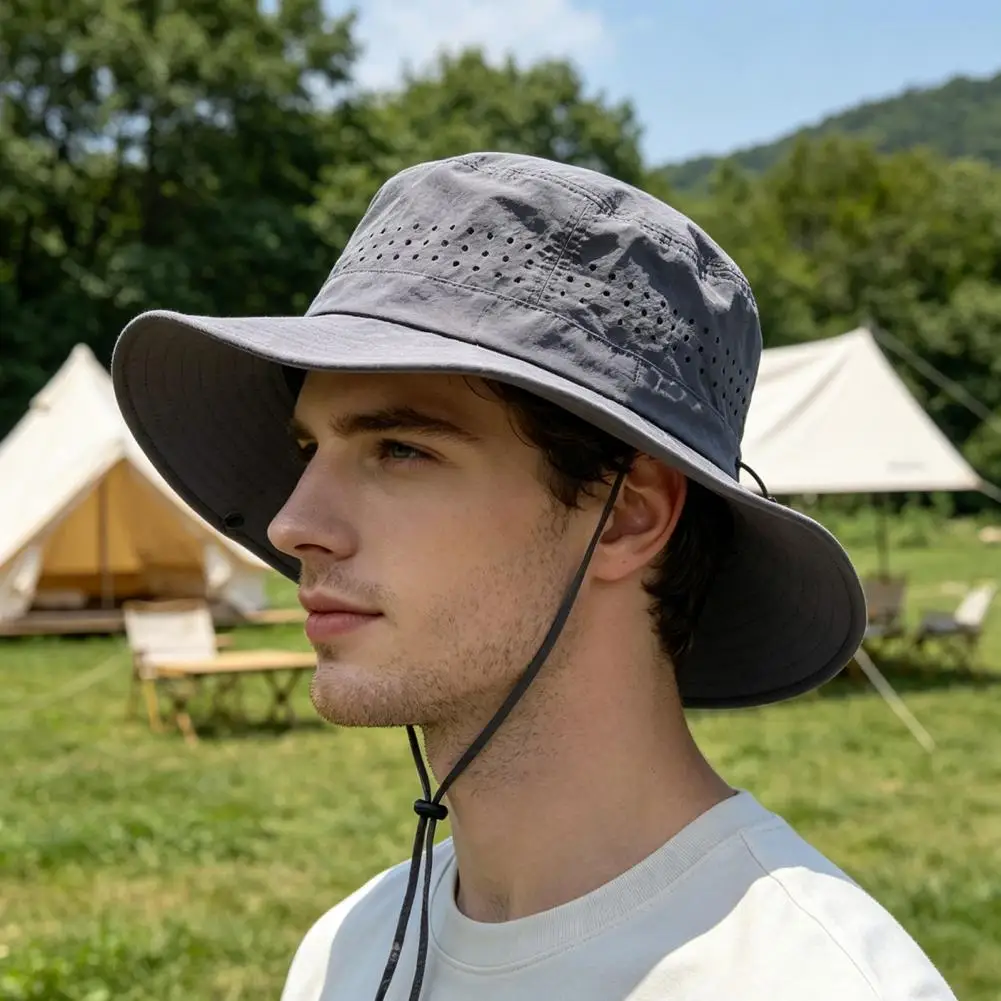 Outdoor Sun Protection Bucket Hat Wide Brim Waterproof Quick-Dry Sun Hat, UV Protection Hat for Fishing Hiking Camping