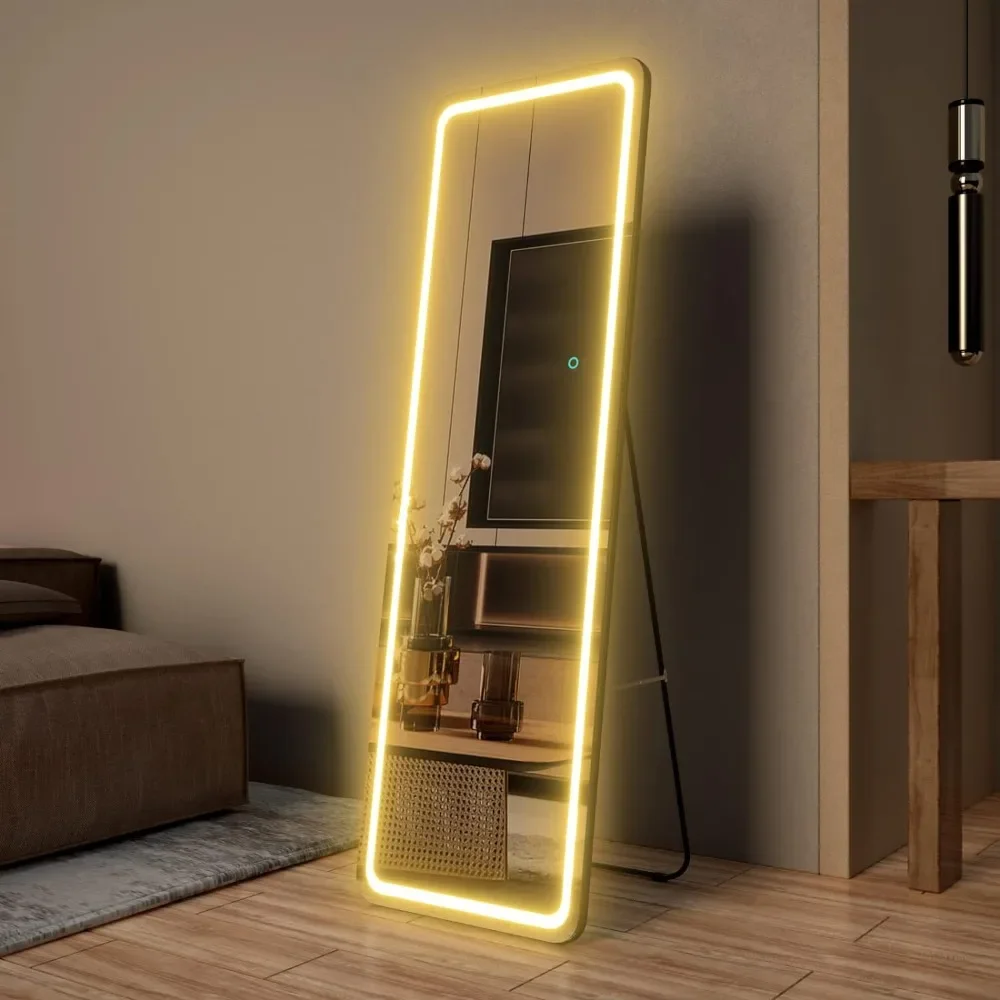 Home Decor Free Standing  63”x20“ Full Length Floor Mirror Dimming Lights Full-Size Body Mirror Lighted Mirror Appearance