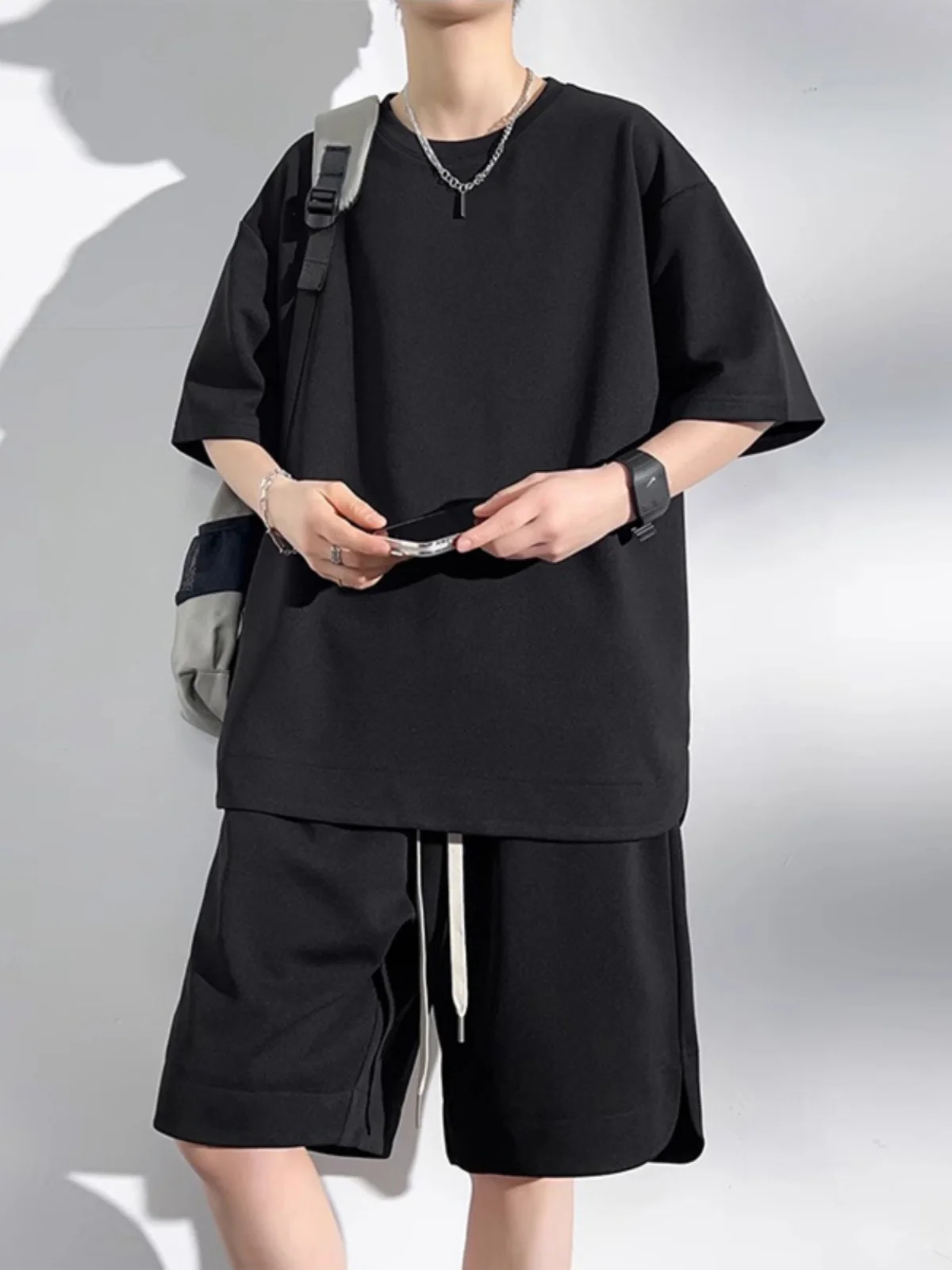 

Мужской модный свободный комплект ort Sve orts, летняя повседневная одежда, спортивная одежда большого размера, модный комплект из двух предметов