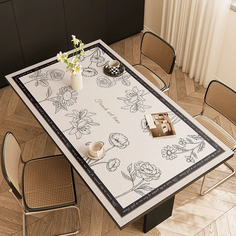 

P0066style high-end atmosphere dining tablecloth, home waterproof and oil proof leather tablecloth, rectangular coffee table