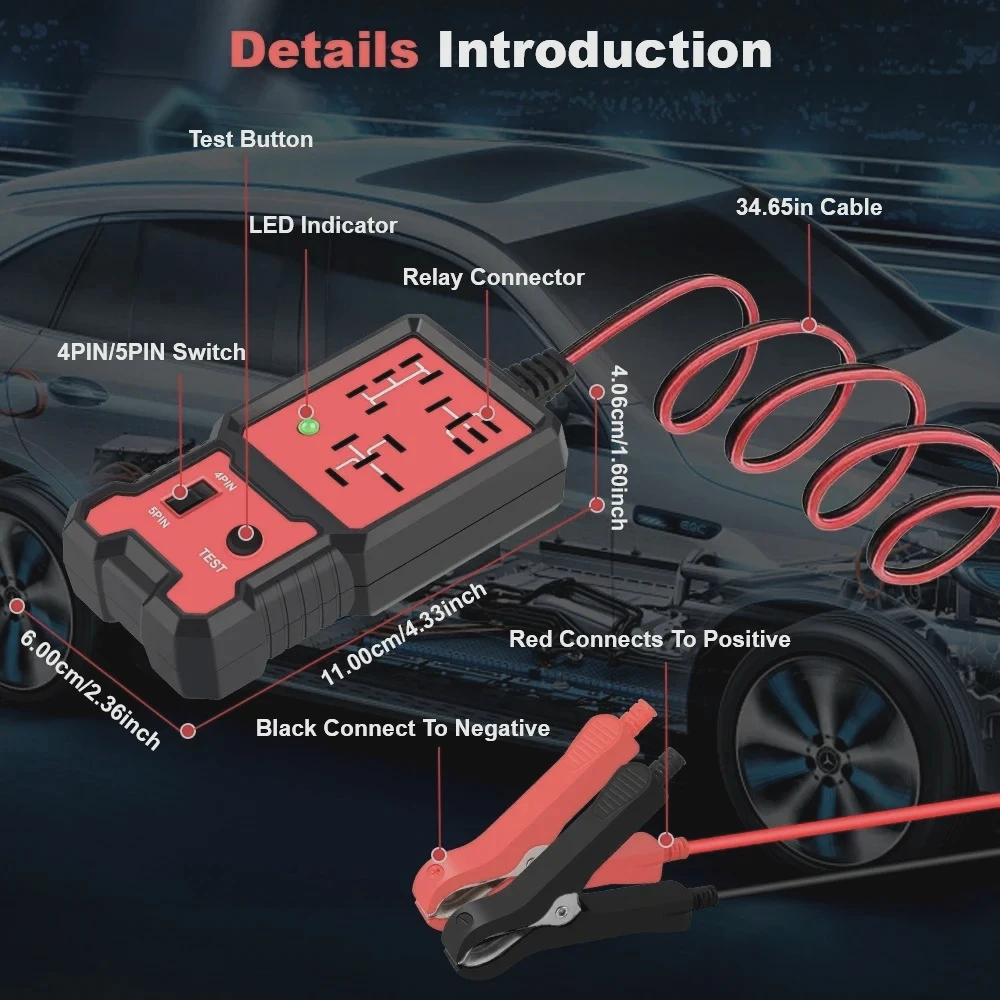 LED Indicator Light Car Battery Checker Electronic Test Car Relay Tester Diagnostic Tools Automotive Accessories Universal 12V