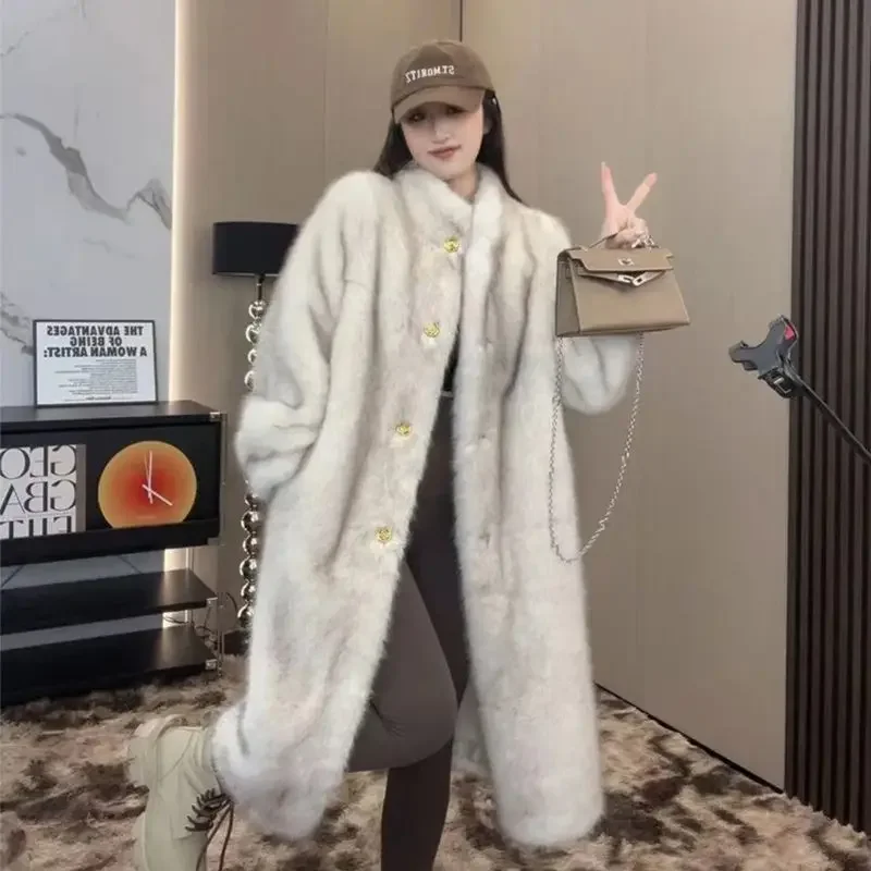 Luxury Brand Long Fur Coat Warm High Quality Winter Women Clothing Faux Fur Jacket Long Sleeve Windproof Windbreaker Outerwear