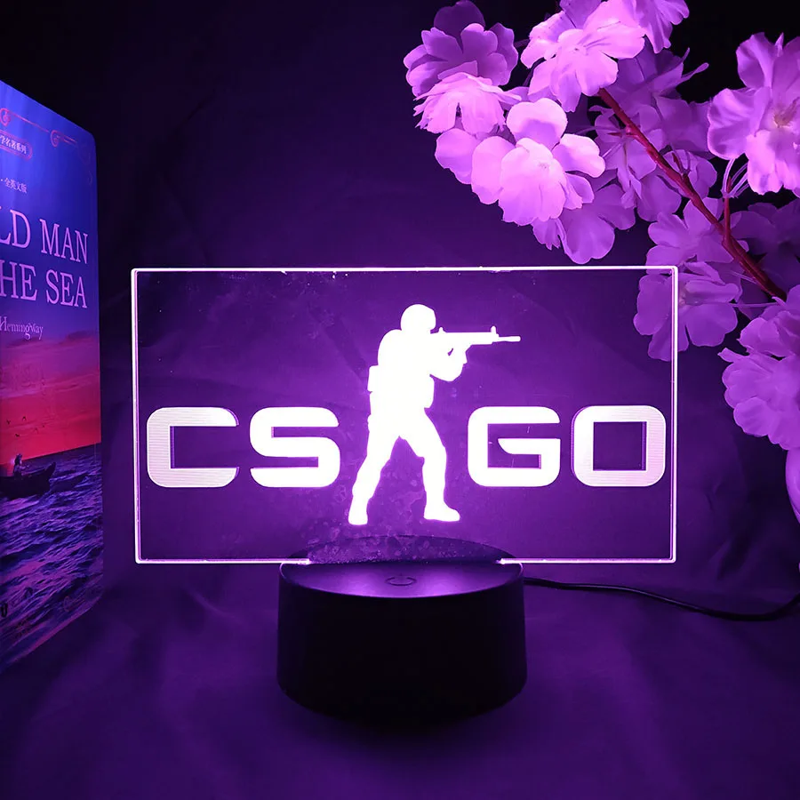 Ночник с логотипом CS GO, 7-цветная меняющаяся лампа для игры Counter-Strike, рождественский подарок для геймеров, потоковая подсветка, атмосфера