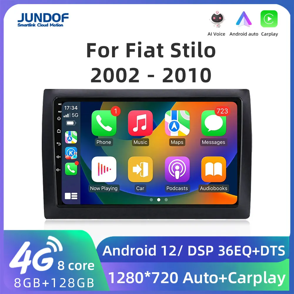 

For Fiat Stilo 2002-2010 Car Radio Navigation GPS Multimedia Video Player WiFi SWC Auto Stereo BT Android 12 Autoradio No 2din