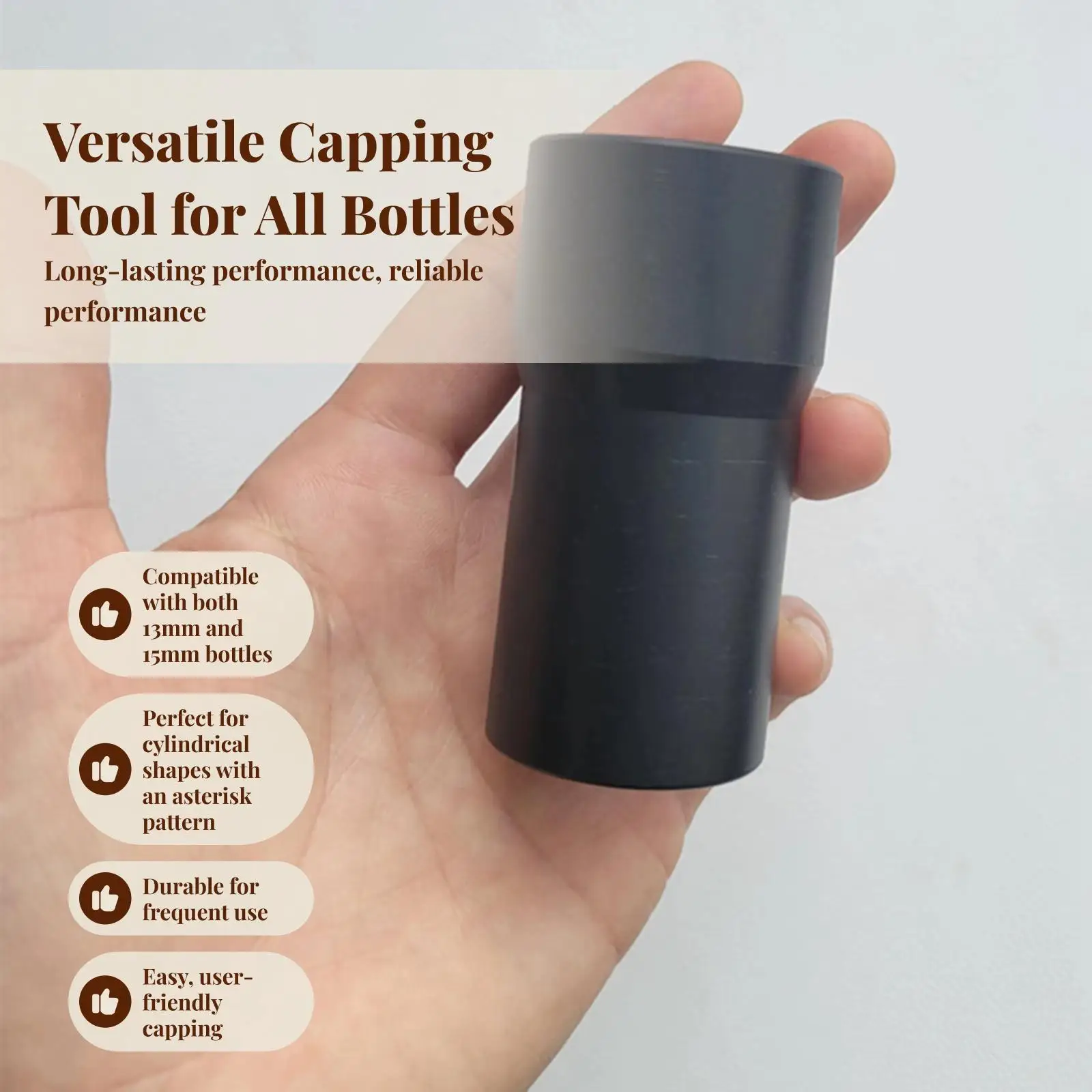 Universal Manual Perfume Bottle Capper Rubber Crimping Tool Black Portable Sealing Device for 13mm and 15mm Bottles