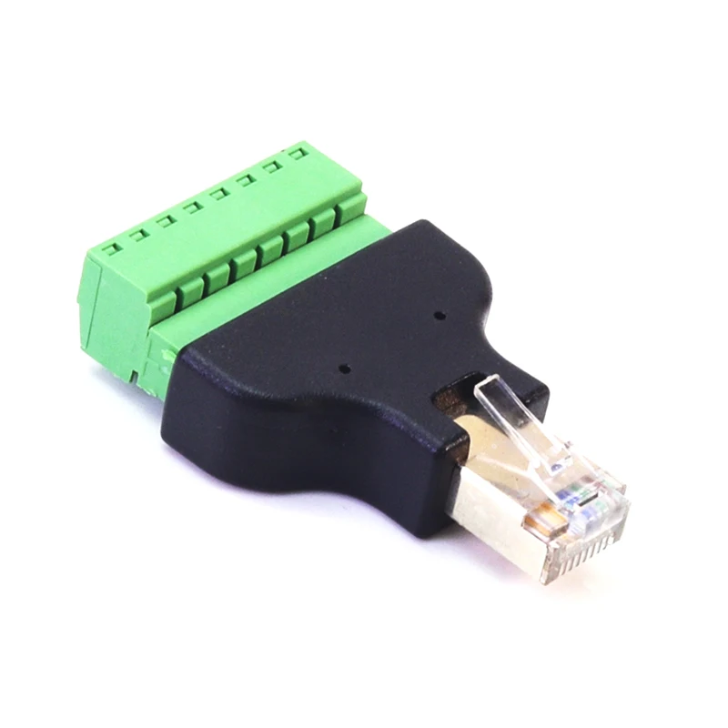 1 peça conector rj45 rj45 8p8c plugue macho fêmea para terminal de parafuso de 8 pinos extensor de cabo de rede ethernet de junta sem solda