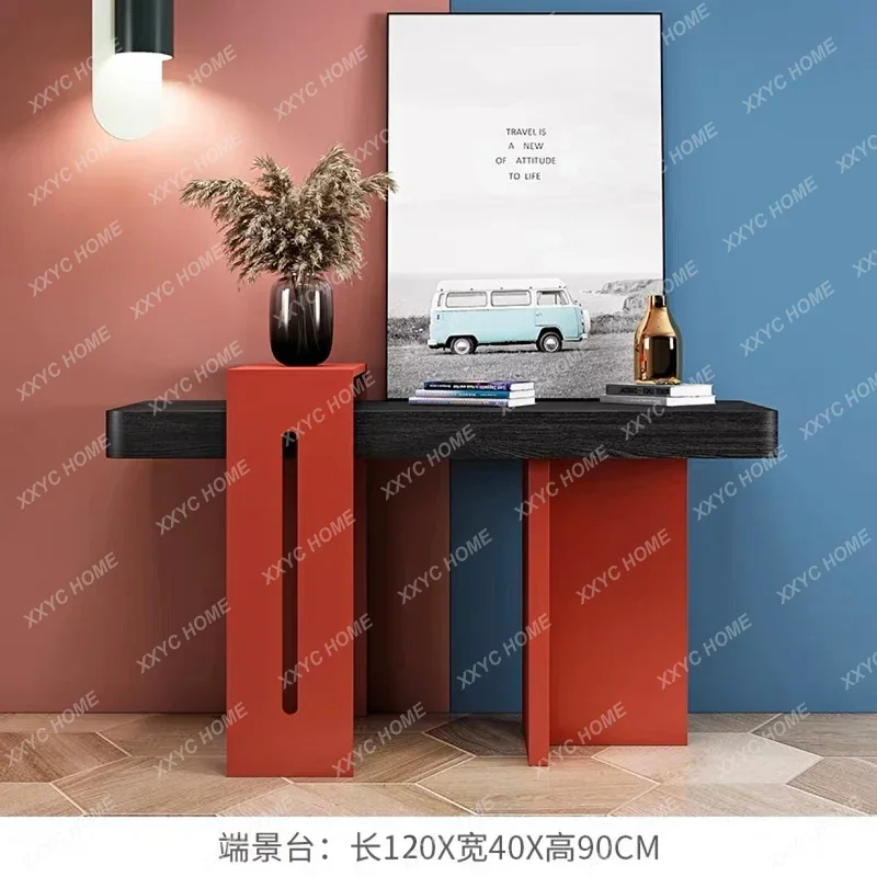 

minimalist entrance paint black oak color matching partition/entrance corridor decoration table FT