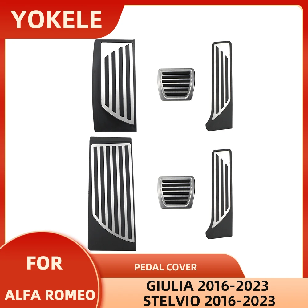 

LHD Car Pedals for Alfa Romeo Giulia Stelvio 2016-2023 Gas Accelerator Brake Pedal Cover Pads Stainless Steel Auto Parts