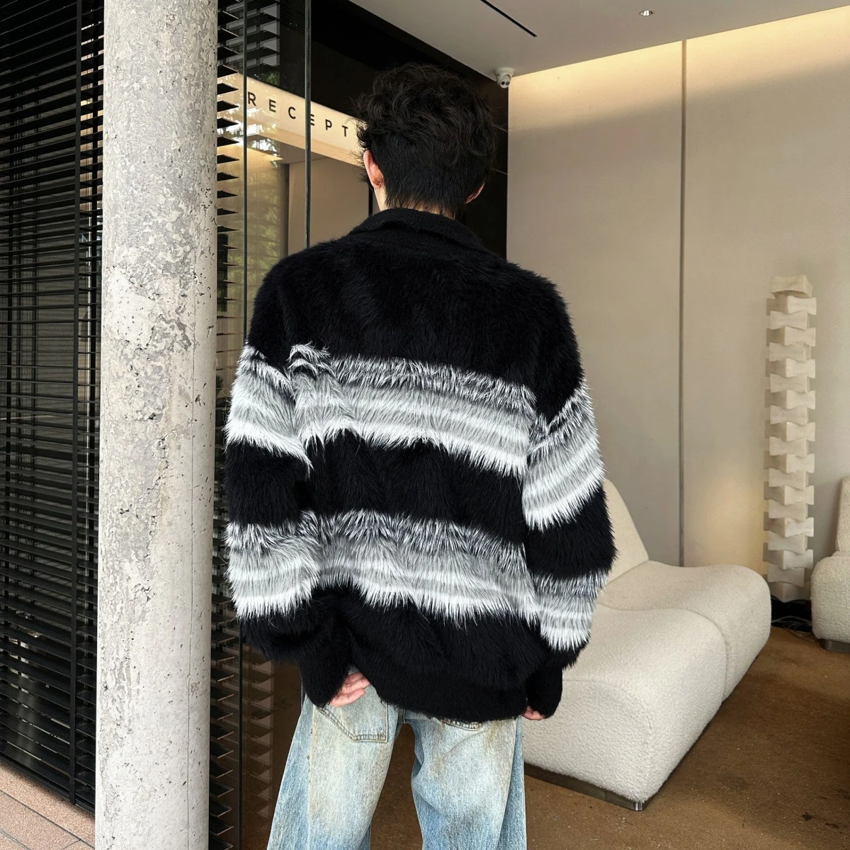 

Lazy Sle Men's Knitted Sweater with Buttons Loose Fit American Design Winter Casual Polyester Fiber Long Sve Crew Ne