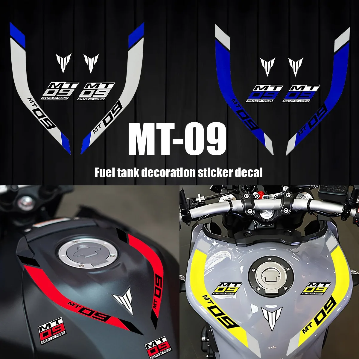 For YAMAHA MT-09 MT 09 MT09 Motorcycle Fuel Tank Modification Body Protective Helmet Stickers Motor Cycle Decals Accessories