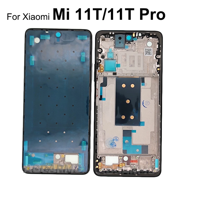 Aocarmo For Xiaomi 11T Mi 11T Pro Middle Frame With Side Keys Bottons Replacement Parts