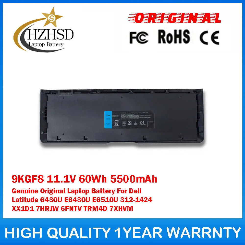 

9KGF8 11.1V 60Wh 5500mAh Genuine Original Laptop Battery For Dell Latitude 6430U E6430U E6510U 312-1424 XX1D1 7HRJW 6FNTV TRM4D