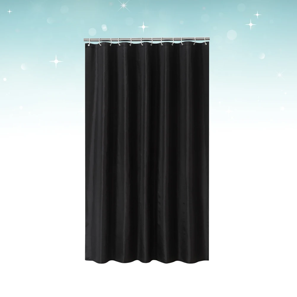 

1Pc Solid Color Shower Curtain Black Waterproof Bathroom Polyester Mildew Resistant Easy Rustproof Grommets 180x200cm