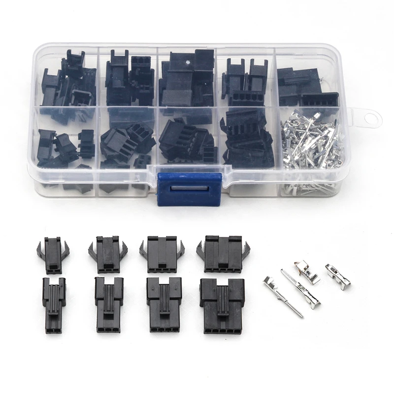 200Pcs 2.54mm Dupont Wire Jumper Pin Header Connector Housing Kit Male Crimp Pins+Female Pin Connector Terminal Pitch With Box