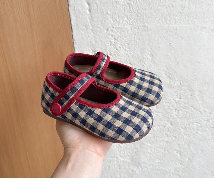 JGSHOWKITO Kleinkind Mädchen Schuhe Retro Karierte Ballerinas 2026 Neue Herbst Niedliche Kinder Weiche Schuhe Klassische Prinzessin Party Hochzeit Schuhe – Detail 9
