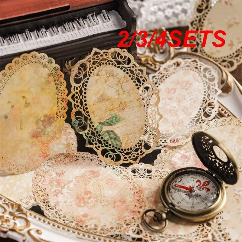 2/3/4SETS Retro Hand Account Sticker Widely Used Retro Writing Paper Project Lace Sticker Crafts Literature And Art