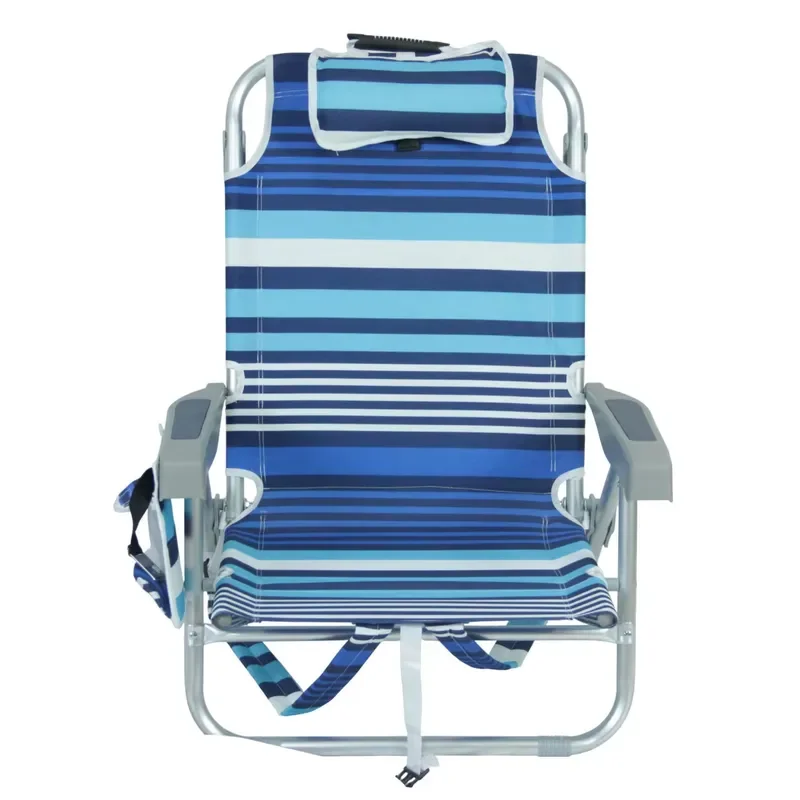Outdoor Camping Aluminum Folding Beach Chair Portable Lightweight Adjustable Backrest Dual Purpose Recliner Sitting Lying