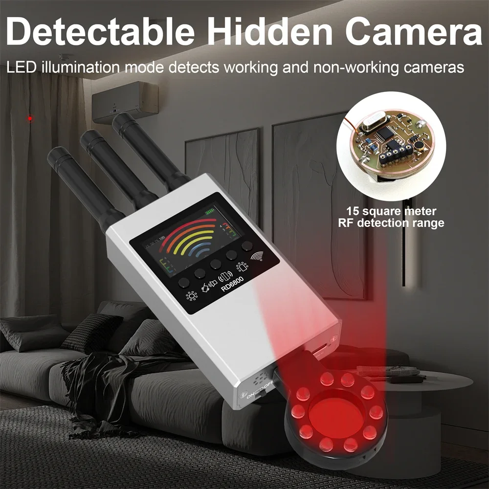 Laser Infrared Detector Signal RF Signal GPS Tracker Mini Bug Finder Anti Spy Detect Wiretapping Wireless Cam Bug Gadget DR6800