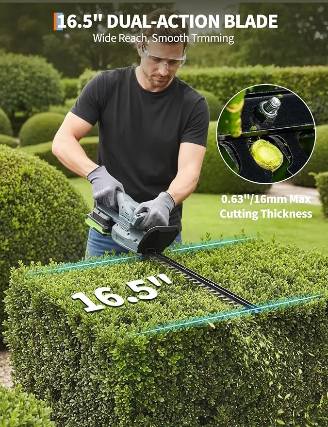 18-20V Cordless Hedge Trimmer with Battery and Charger, 18-Inch Electric Bush Trimmer, High-Speed Motor & 0.63