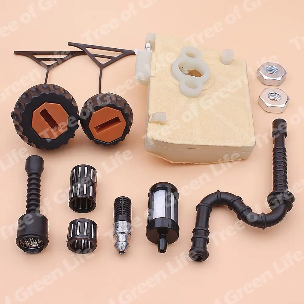 Tapa de tanque de línea de filtro de aceite y combustible de aire para Stihl 038 MS380 MS 380, barra de motosierra, Perno de embrague, pistón, rodamiento de agujas, 1119, 120