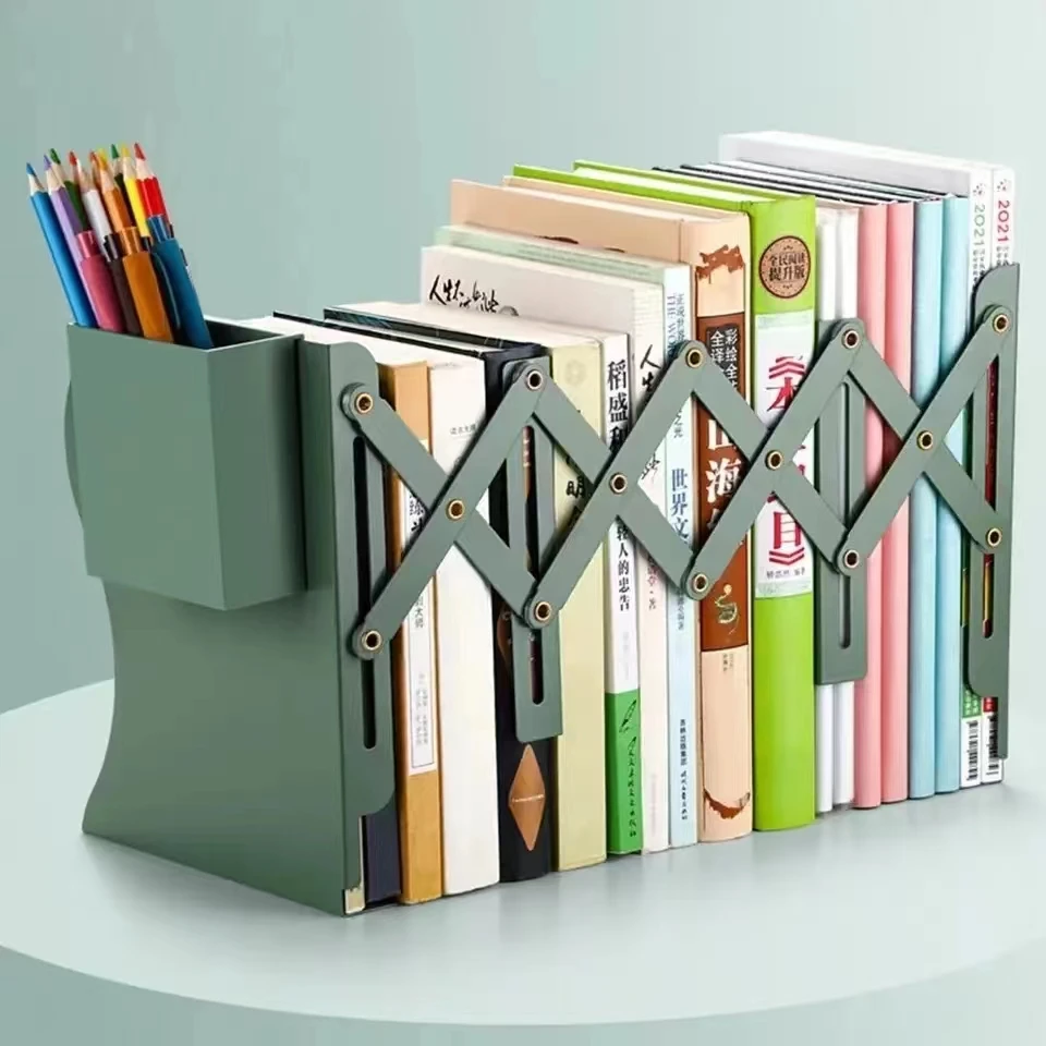 

Desktop Book Organizer Retractable Book Stand Adjustable Retractable Bookends for Shelves Desktops Space-saving for Home