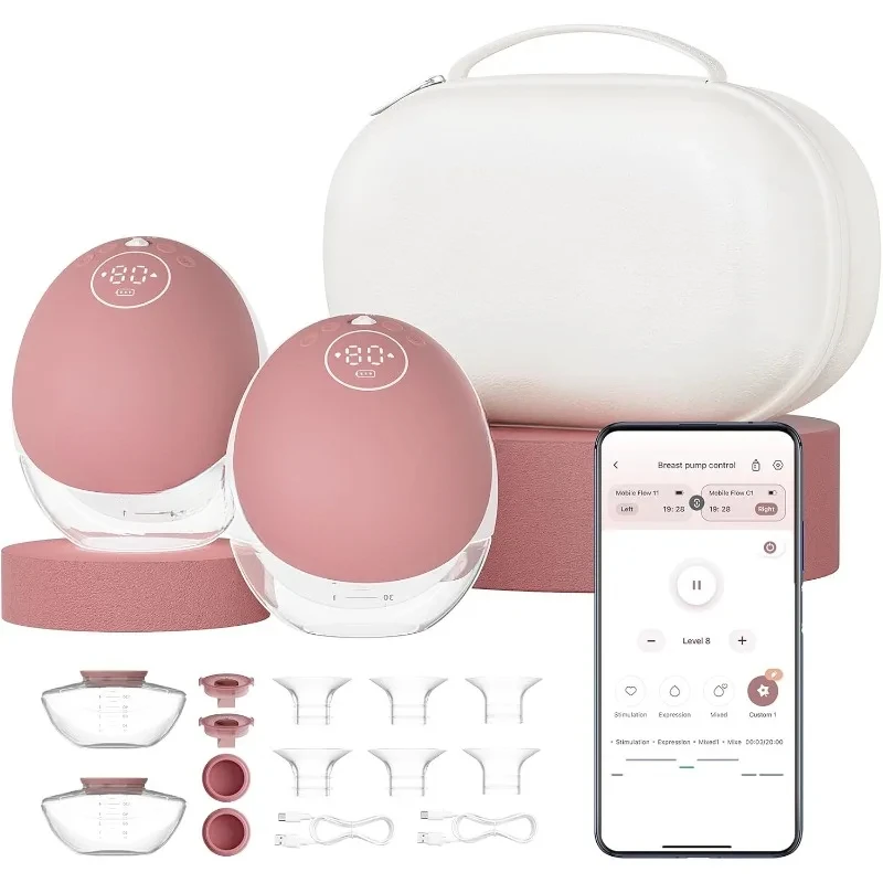 Breast Pump Hands Free Mobile Flow | M9, App Discreet Control with Personalized Multi-Modes & 15 Levels