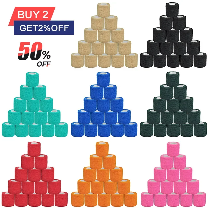 6Pcs 5cmx4.6m Tattoo Grip Bandage Tattoo Grip Tape Cover Wrap Finger Wrist Protection Non-woven Elastic Tattoo Bandage