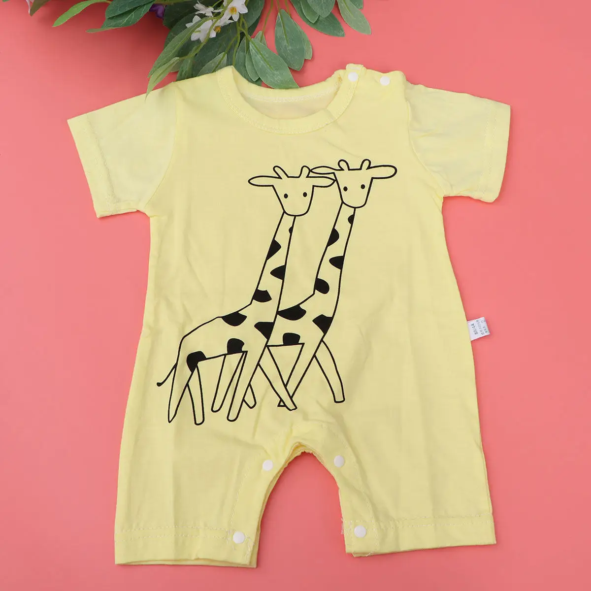 Baby Sleeveless Romper Yellow Giraffe Infant Jumpsuit Summer Clothes 0-3 Month Soft Cotton Breathable Baby Cartoon Romper