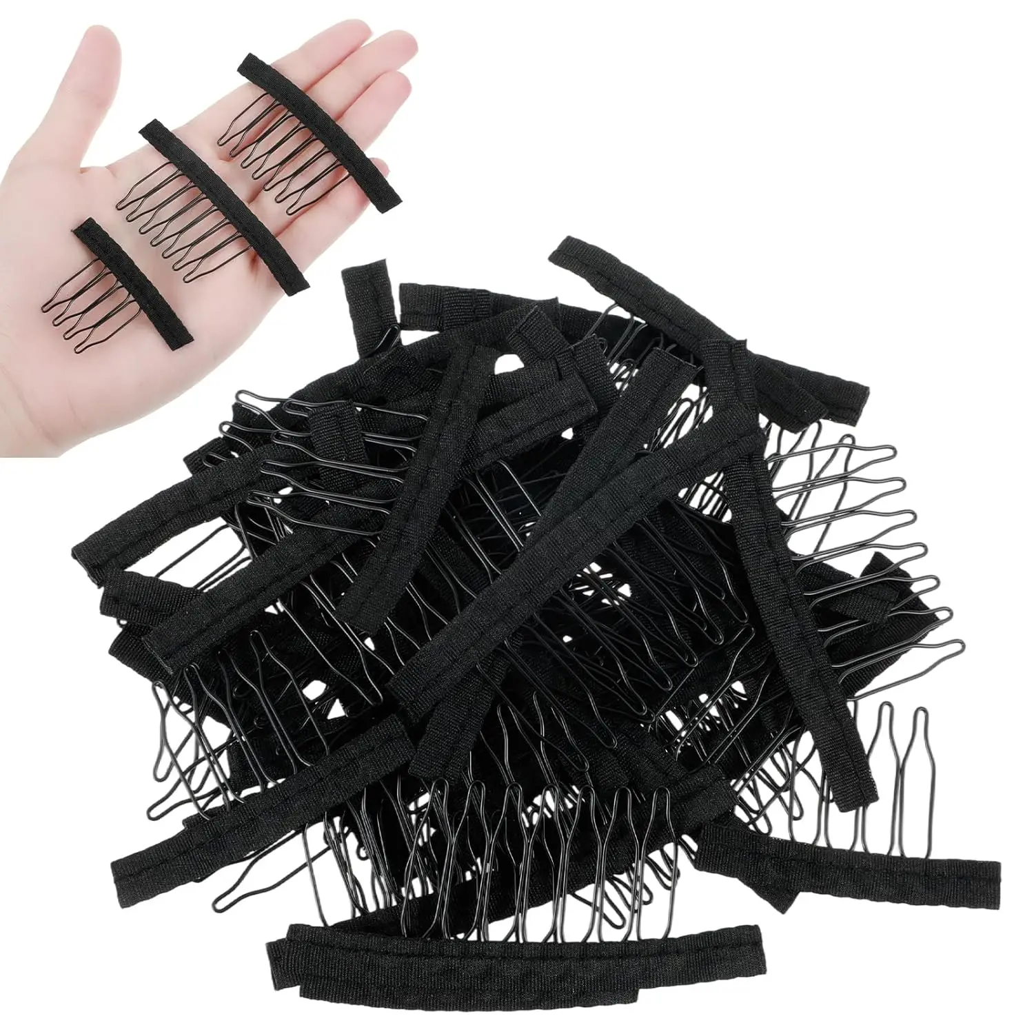 Wig Comb Clips 4-7 Teeth Hair Extension Clips Stainless Steel Wig Clips Combs Snap Clips With Rubber For Hair Extension