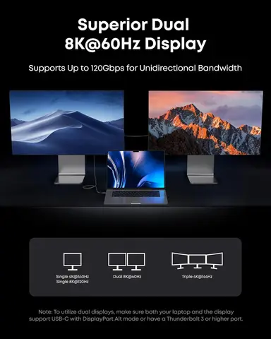 Кабель Anker Prime Thunderbolt 5, 3,3 фута, USB-C - USB-C, зарядка 240 Вт, передача данных 80 Гбит/с, полнодополнительная ширина полосы пропускания до 120 Гбит/с