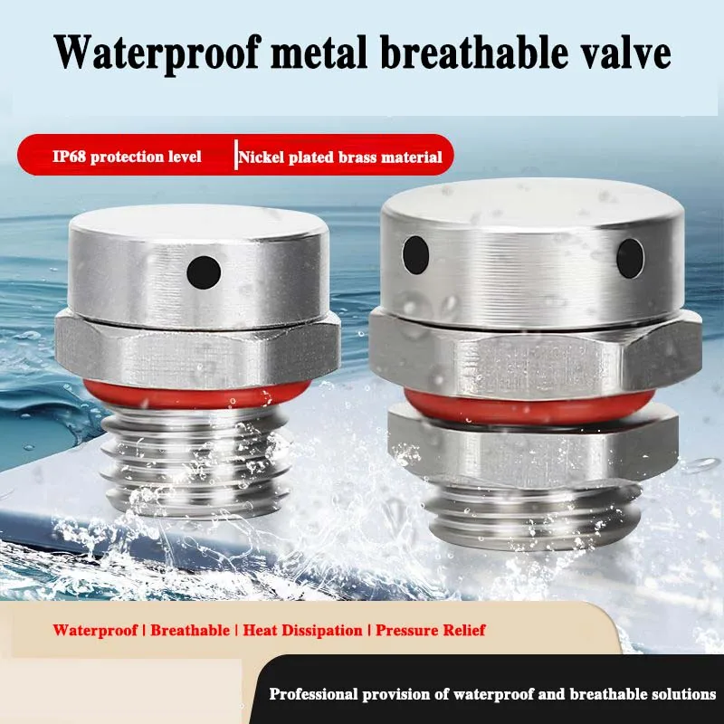 Waterproof Breathable Vent Plug IP68 Metal Pressure Relief Vent Valve EPTFE Membrane Air Vent for Outdoor Electronic Equipment